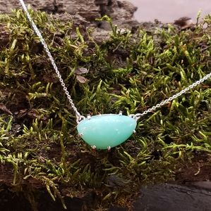 Unique Sterling Silver Chrysophrase Necklace 18"